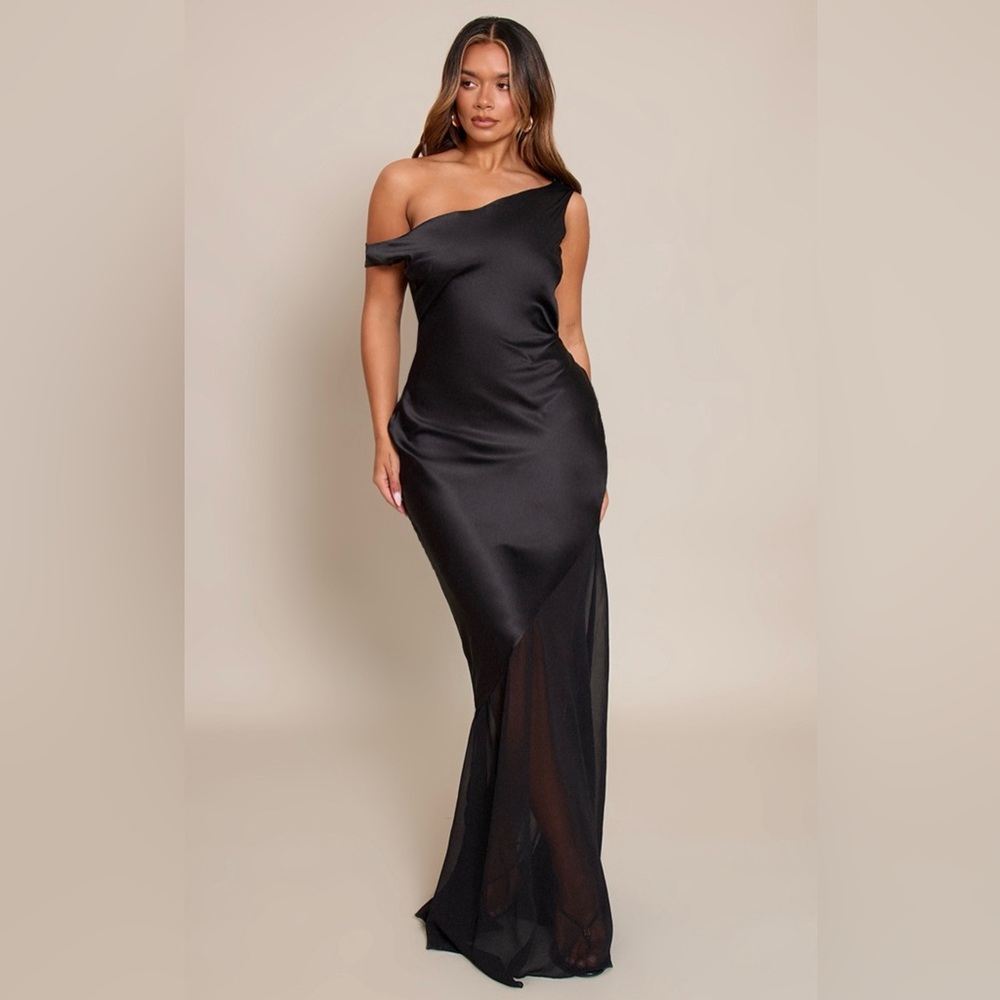 PrettyLittleThing Black One Shoulder Dress